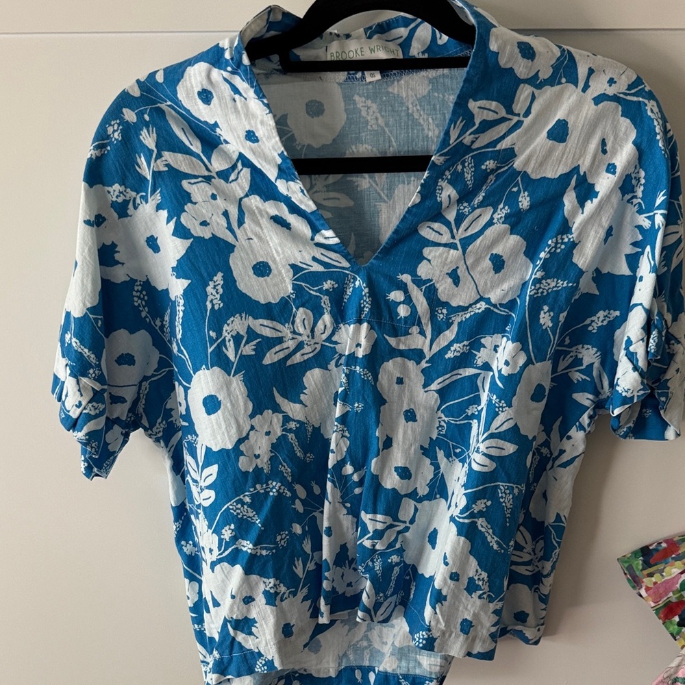 Brooke Wright Blue Floral Top